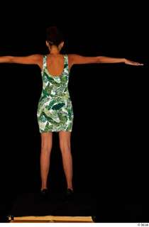 Luna Corazon dressed green patterned dress standing t-pose whole body…